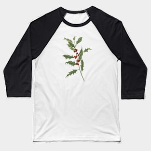 Ilex Plant Vintage Botanical Illustration Baseball T-Shirt